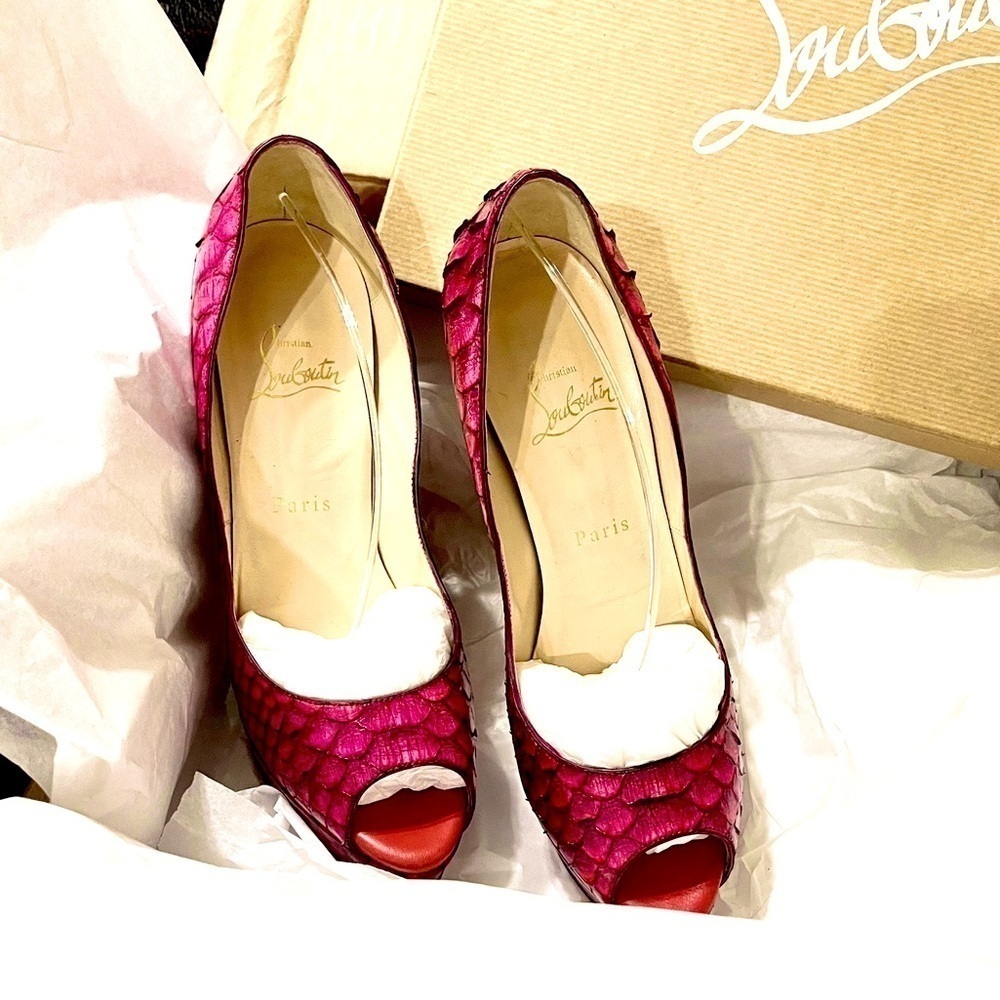 Christian Louboutin Lady Peep Python skin peep pumps EU39 rare 100% authentic - Picture 11 of 12